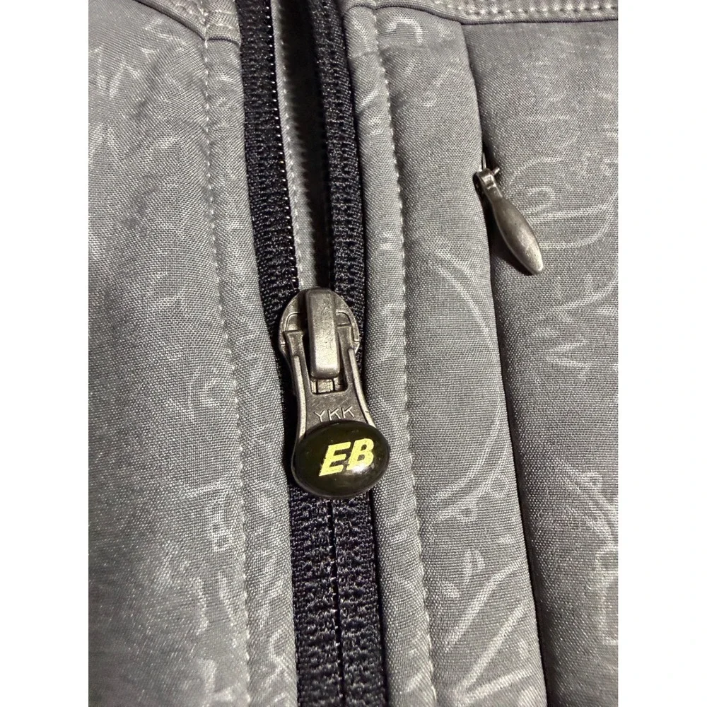 Eddie Bauer Softshell Jacket Womens Medium Grey Good Paisley Floral Full Zip